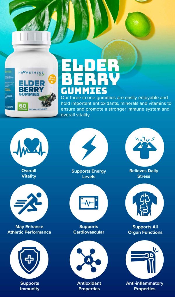 Elderberry Gummies with Vitamin C and Zinc - 60 Gummies details